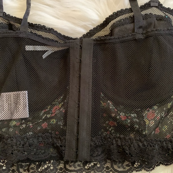 Kimchi Blue Black Floral Crop Bralette Size Small - Picture 4 of 10